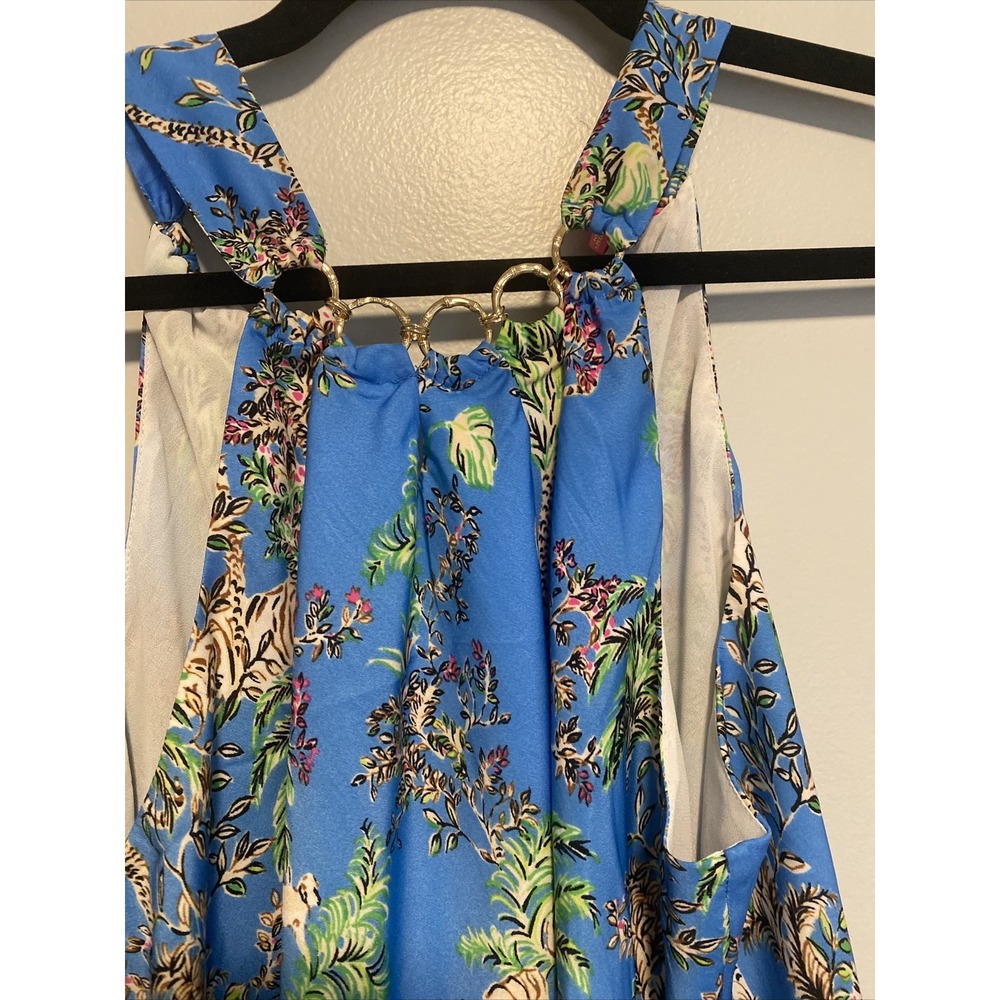 Lilly Pulitzer Julien Top Size Small Blue Thistle Tiger Queen - Picture 4 of 8